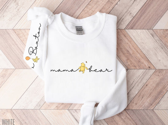 Mama Bear Sweatshirt with children’s name on sleeve Hippo Boutique
