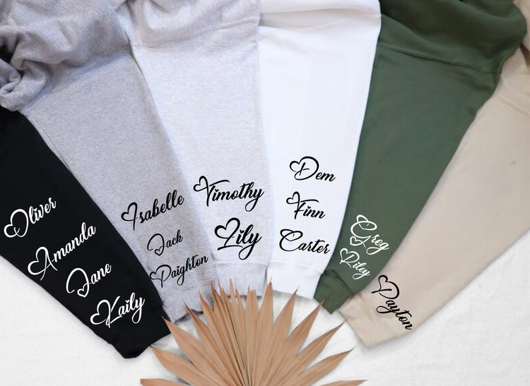 Custom Mama Hoodie with children’s name on sleeve Hippo Boutique