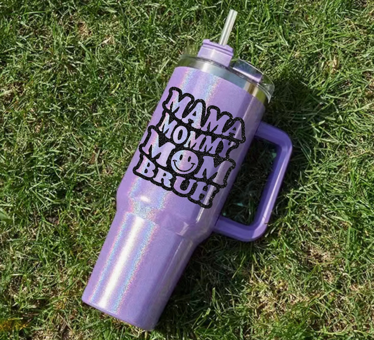 Glitter Mama Mommy Mom Bruh 40oz Shimmer Tumbler with Handle Hippo boutique