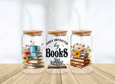 Distracted by Books Floral Libbey Glass Hippo Boutique