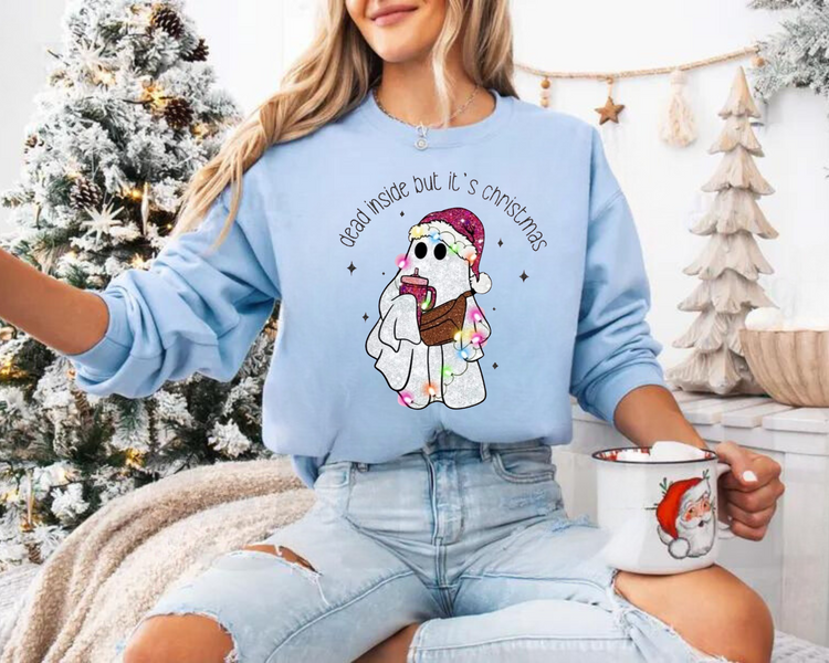 Dead Inside but its christmas crewneck Sweatshirts Hippo Boutique