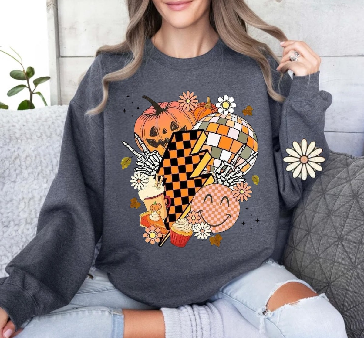 Women s Halloween Sweatshirts Retro Fall