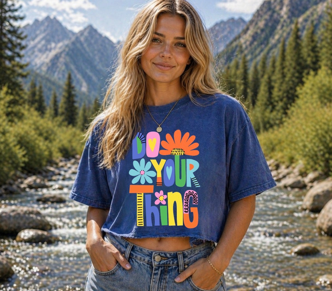 Oversized Washed Cropped T-Shirts - Do your thing Hippo Boutique