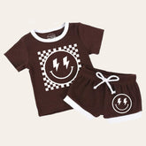 Smile Baby & toddler waffle cotton outfit Hippo Boutique