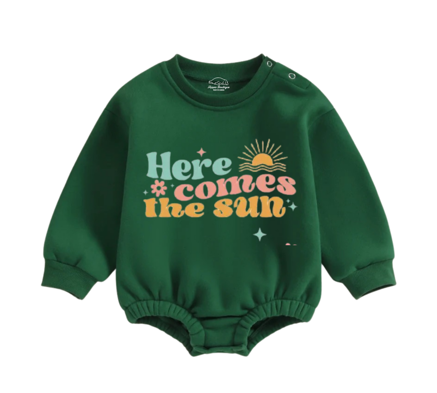 Soft warm fleece oversized Romper - Here comes the sun Hippo Boutique
