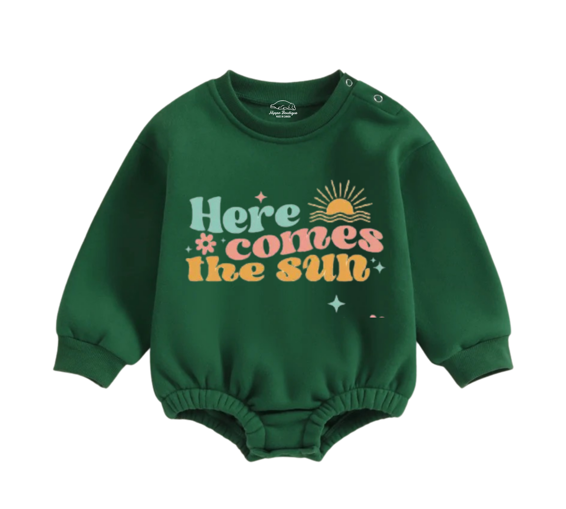 Soft warm fleece oversized Romper - Here comes the sun Hippo Boutique