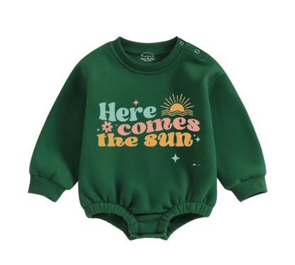 Soft warm fleece oversized Romper - Here comes the sun Hippo Boutique