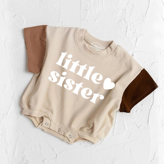 Little Sister baby Color Block T-Shirt Bubble Romper Hippo Boutique