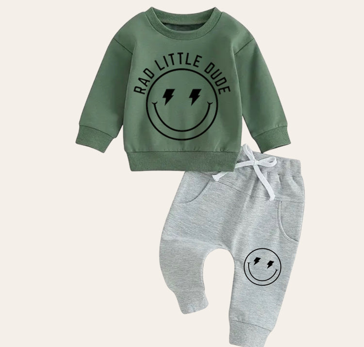 Rad Little Dude Smile Sweatshirt & Pants Set Hippo Boutique
