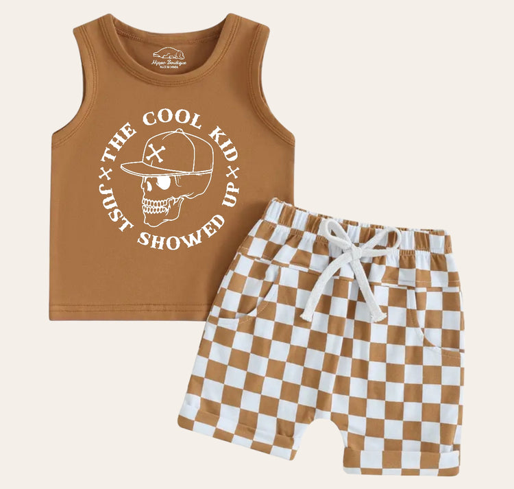 Cool Kid Baby & toddler outfit tank & checkered shorts Hippo Boutique