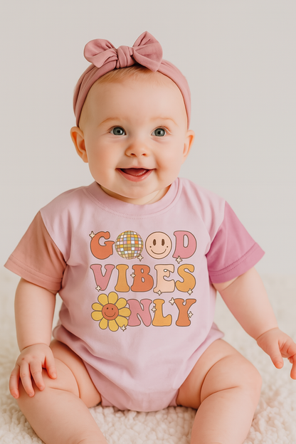Color Block Good Vibes T-Shirt Bubble Romper Hippo Boutique