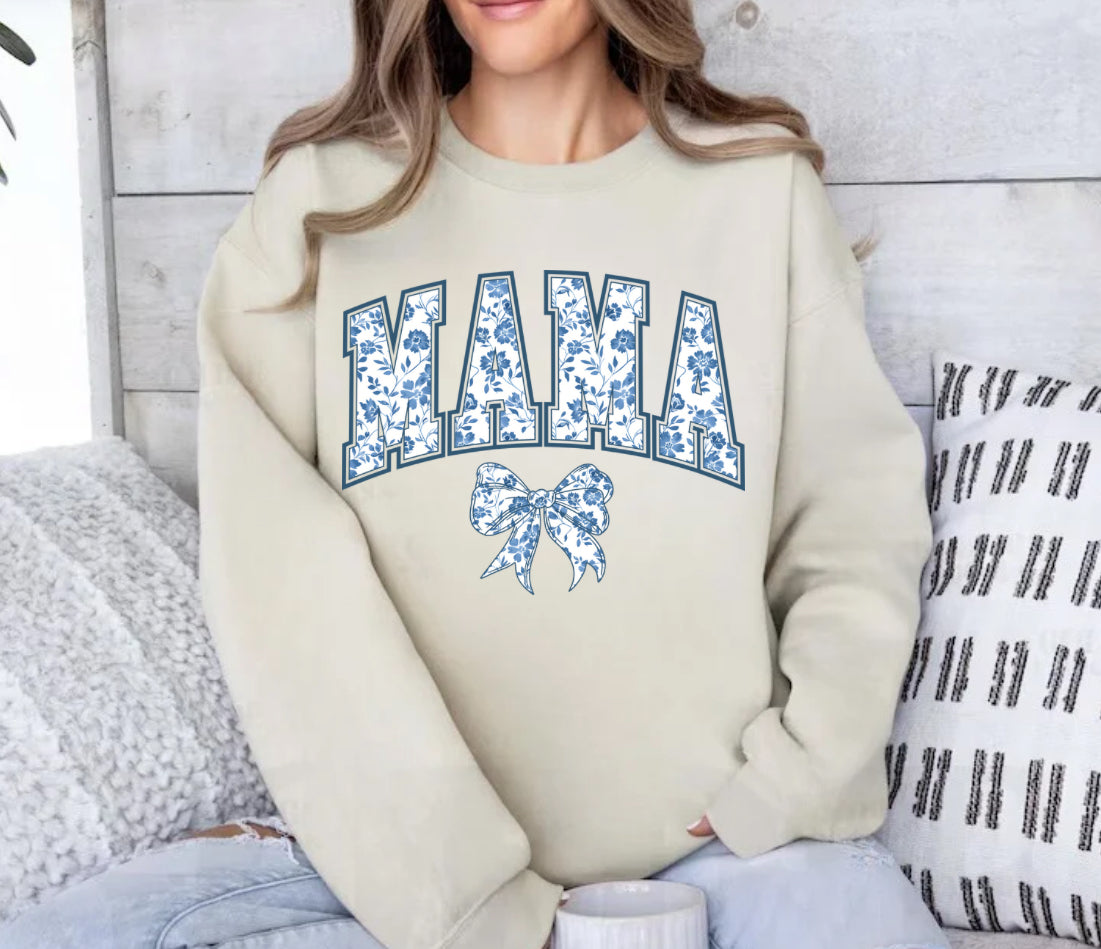 Custom Mama Floral Sweatshirt with children’s name on sleeve Hippo Boutique