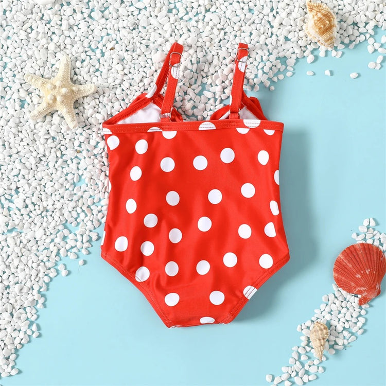 Baby Girl One Piece Polka Dot Bow Rash Guards Hippo Boutique