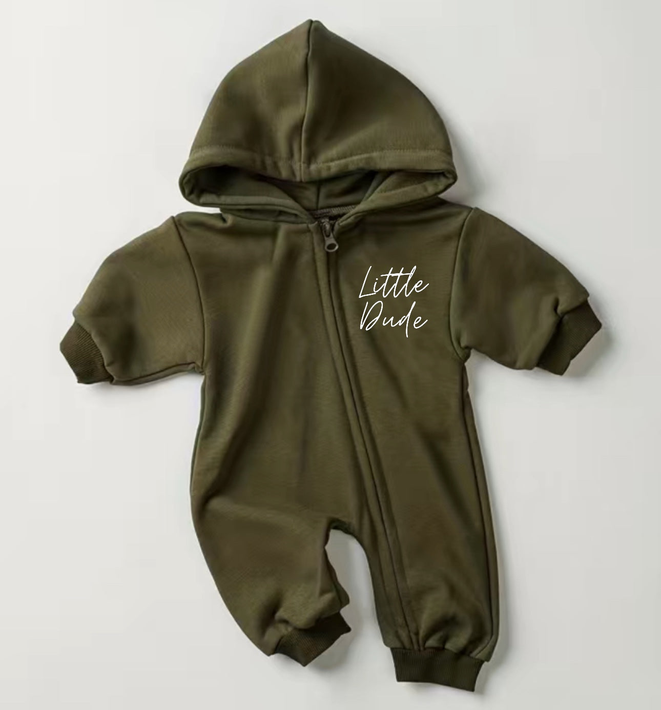 Little Dude Baby Hooded Sweatshirt zip up Jumpsuit Romper Hippo Boutique
