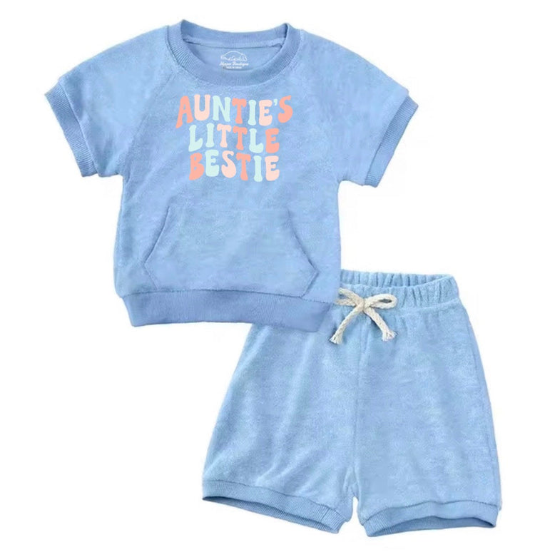 Auntie’s Little Bestie Baby girl outfit pocket Hippo Boutique