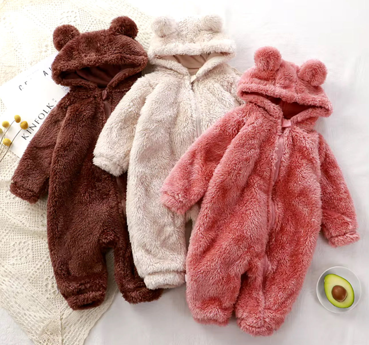 Furry Teddy Bear Baby Snowsuit One Piece Hippo Boutique
