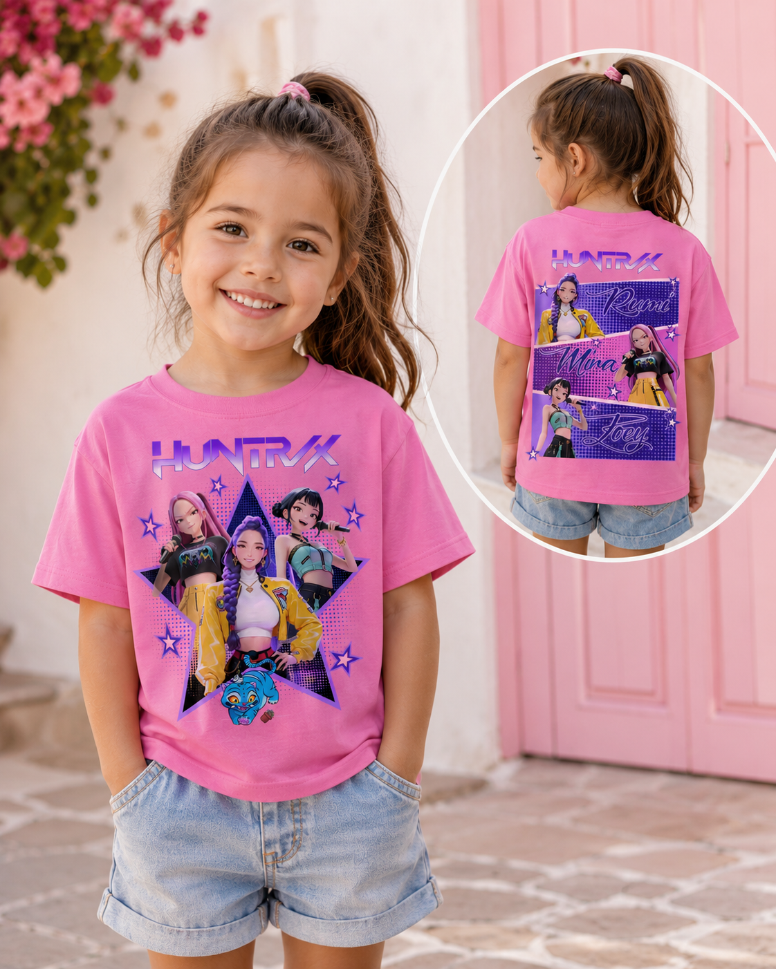 Girls KPop Demon Hunters HUNTR/X Graphic T-Shirt Hippo Boutique