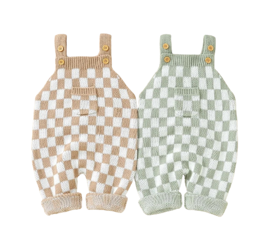 Checkered Knit Suspenders Hippo Boutique