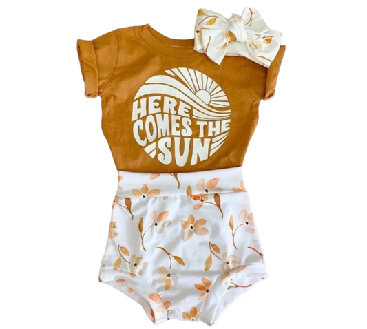 Baby girl retro Clothing set Toddler Clothes, outfit, shirt, shorts, summer, sun, infant, outfit, summer, cotton, - Hippo Boutique