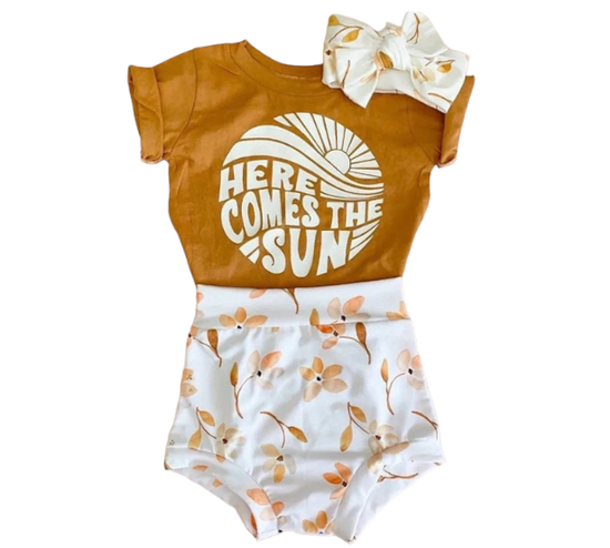 Baby girl retro Clothing set Toddler Clothes, outfit, shirt, shorts, summer, sun, infant, outfit, summer, cotton, - Hippo Boutique