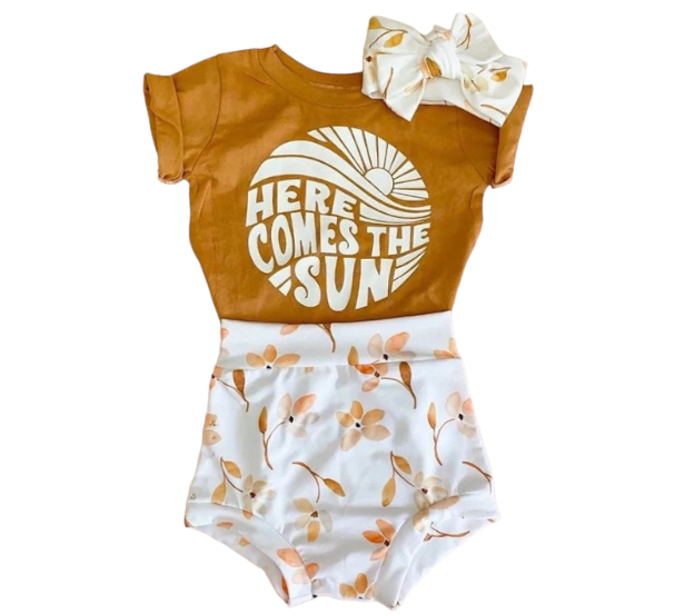 Baby girl retro Clothing set Toddler Clothes, outfit, shirt, shorts, summer, sun, infant, outfit, summer, cotton, - Hippo Boutique