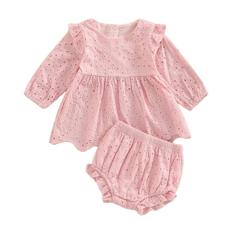 Long Sleeve Ruffled Dress & Bummies Outfit Hippo Boutique