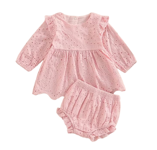 Long Sleeve Ruffled Dress & Bummies Outfit Hippo Boutique