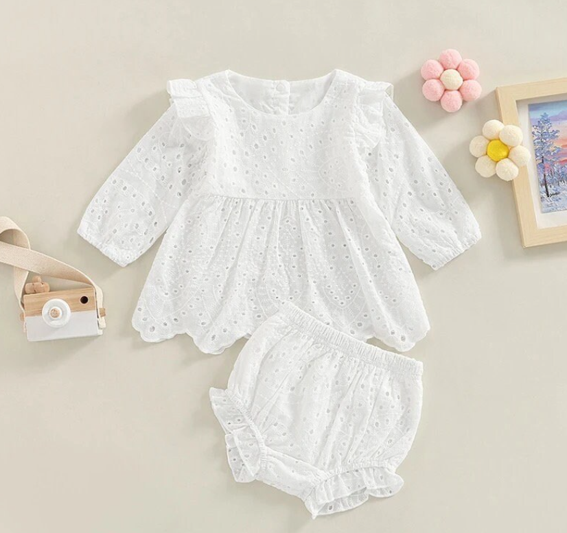 Long Sleeve Ruffled Dress & Bummies Outfit Hippo Boutique