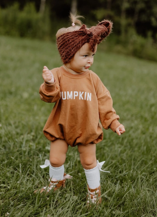 Pumpkin Baby Halloween Sweatshirt Romper Hippo Boutique