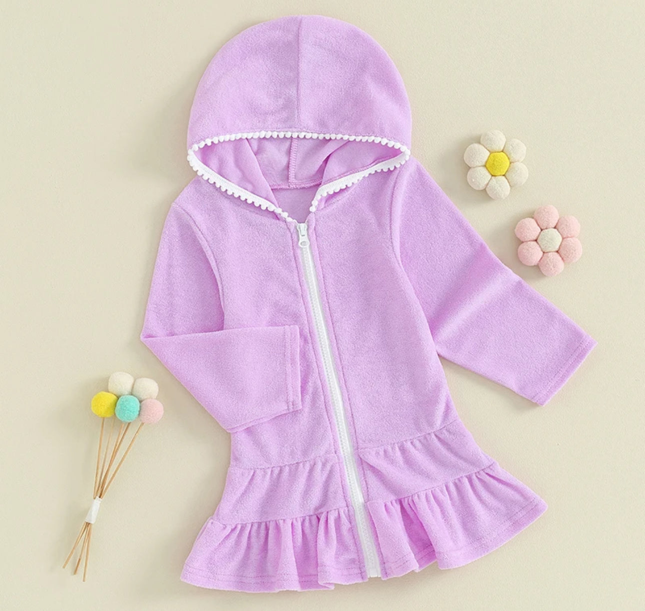 Toddler Hooded Swimsuit Cover Up Zip Up Dress Hippo Boutique