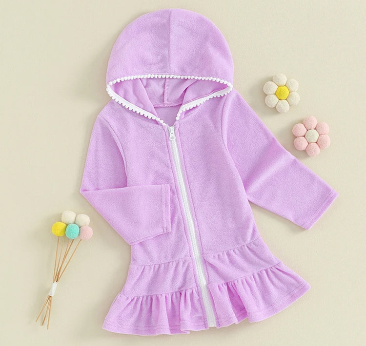 Toddler Hooded Swimsuit Cover Up Zip Up Dress Hippo Boutique