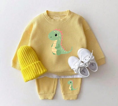 Baby Waffle Knit Jogger Outfit - Floral Dachshund Hippo Boutique
