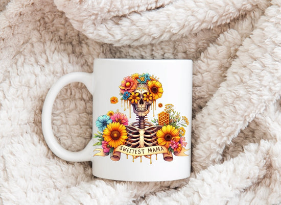 Sweetest Mama Floral Skull coffee mug Hippo Boutique