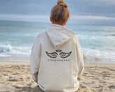 In loving memory memorial hoodie with name date and quote on sleeve and back Hippo Boutique