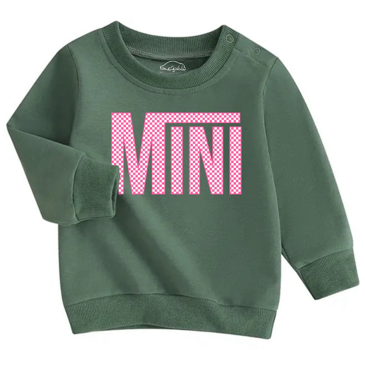 Pink Checkered Mini Baby & toddler sweatshirt Hippo Boutique