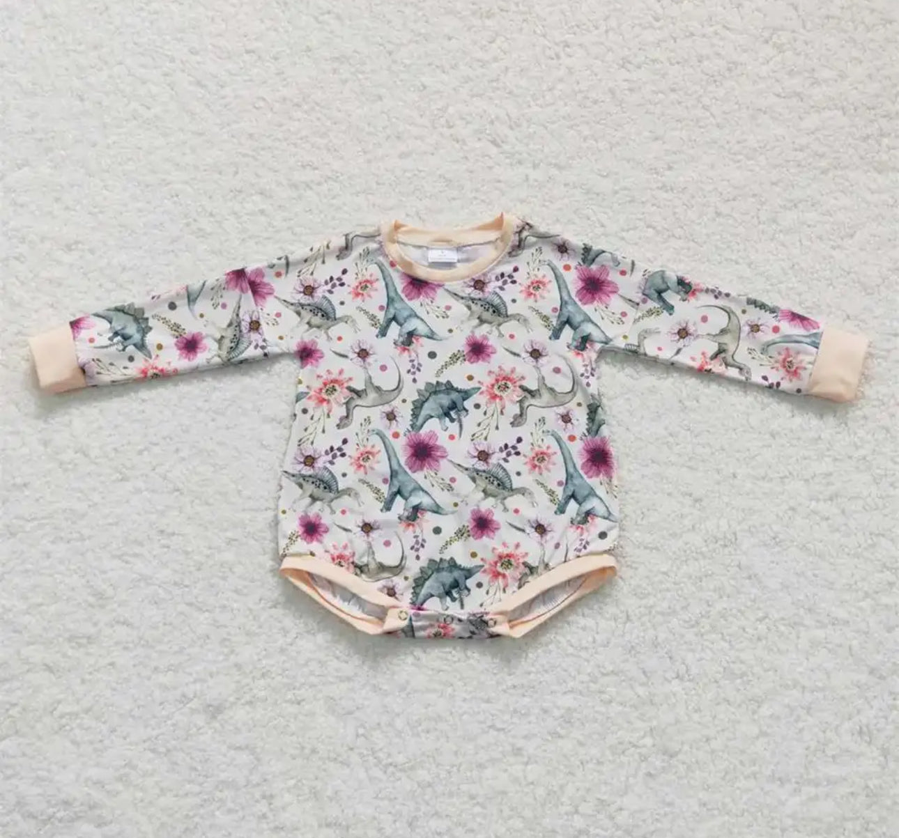 Pink Floral Dinosaur Rompers Hippo Boutique