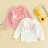 Babies First Birthday Confetti Embroidered Knit Sweaters Hippo Boutique