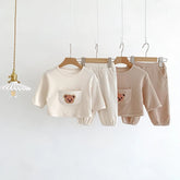 Teddy Bear Waffle Knit Sweatshirt & Pants Set Hippo Boutique