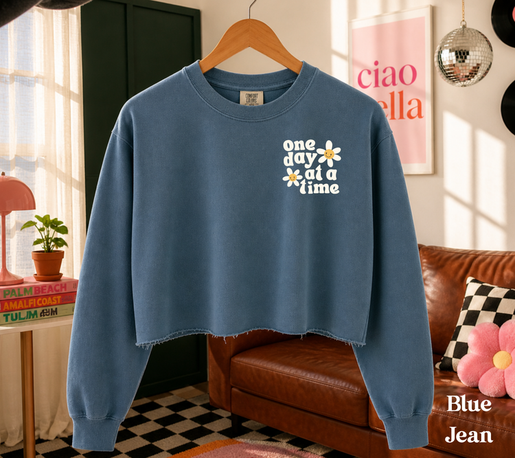 Cropped Sweatshirt - One day at a time Hippo Boutique