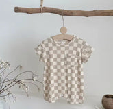 Sand Checkered Romper Hippo Boutique