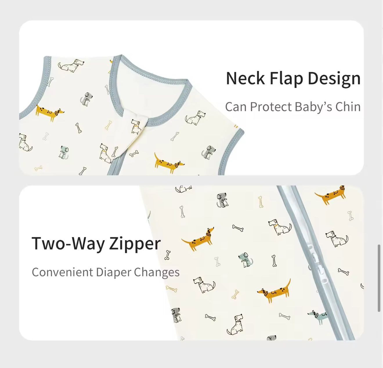 Newborn Baby 100% Organic Cotton Sleep sac - 1 Tog Hippo Boutique