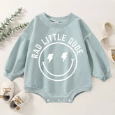 Rad Little Dude Oversized Sweatshirt Romper Hippo Boutique