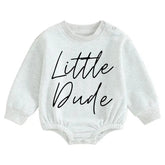 Soft warm little dude fleece Baby Boy Oversized Sweatshirt Romper Hippo Boutique