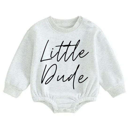 Soft warm little dude fleece Baby Boy Oversized Sweatshirt Romper Hippo Boutique