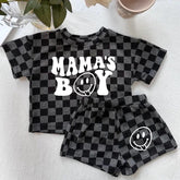Mama’s Boy Baby & toddler checkered shorts and t-shirt outfit Hippo Boutique