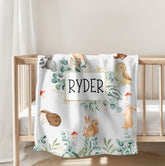 Forest Animals Baby Name Blanket Custom Hippo Boutique