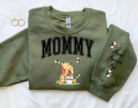 Custom Mama Bear Sweatshirt with children’s name on sleeve Hippo Boutique