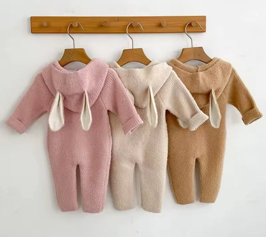Winter Baby Clothes Rabbit Ears Cartoon Baby Rompers Pajamas Cotton Infant Boy Girls Animal Costume Jumpsuit 0-24 Months Rompers