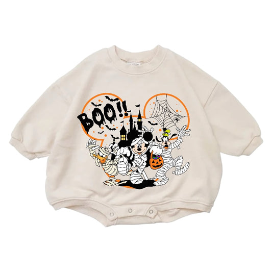 Mouse Cotton Baby Halloween Sweatshirt Romper Hippo Boutique