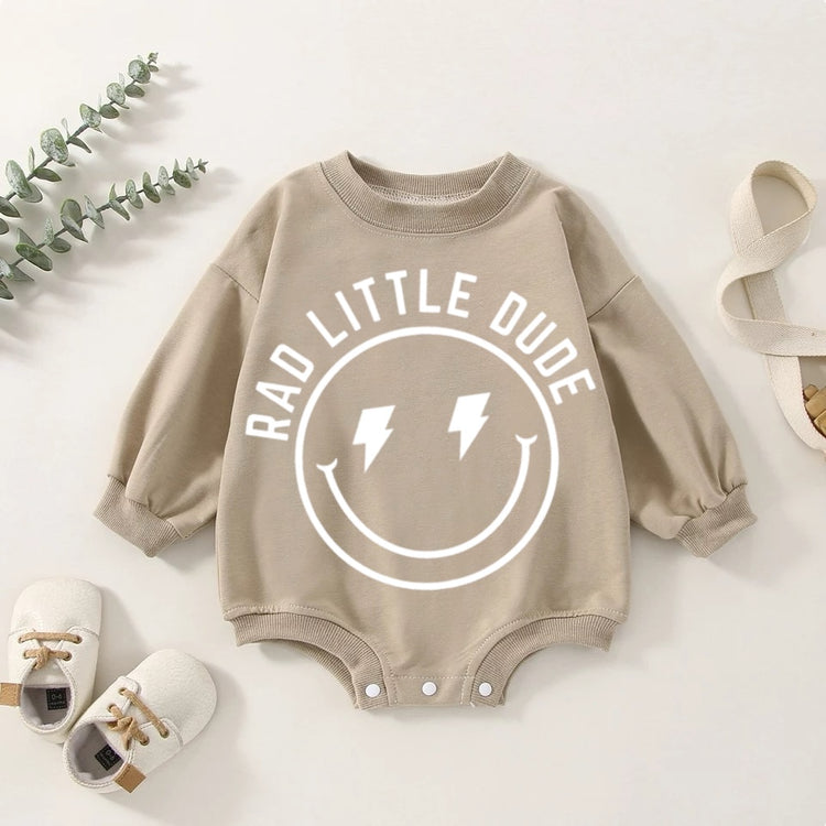 Rad Little Dude Oversized Sweatshirt Romper Hippo Boutique